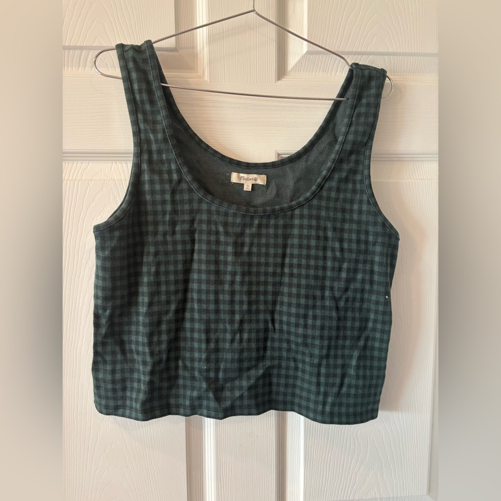 Madewell Green and Black Crop Tank Top. Size Xl